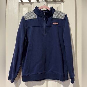 Vineyard Vines size L (14) shep shirt with blue/white stripes and 🐳 logo